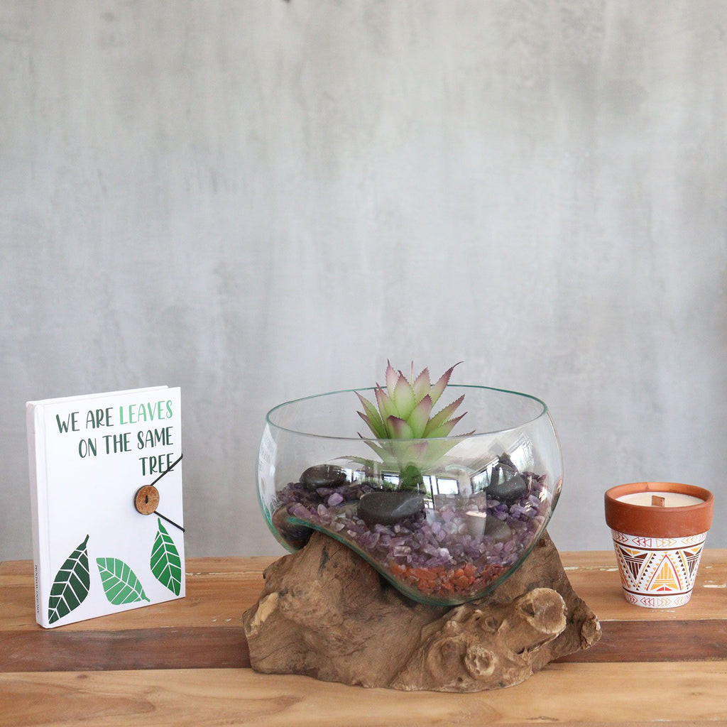 Molten Glass on Wood - Open Large Bowl Ornament
