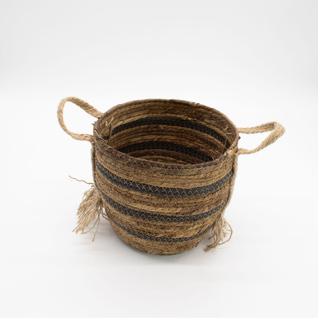 Set of 3 Bananna Leaf & Seagrass Large Baskets Natural Browns