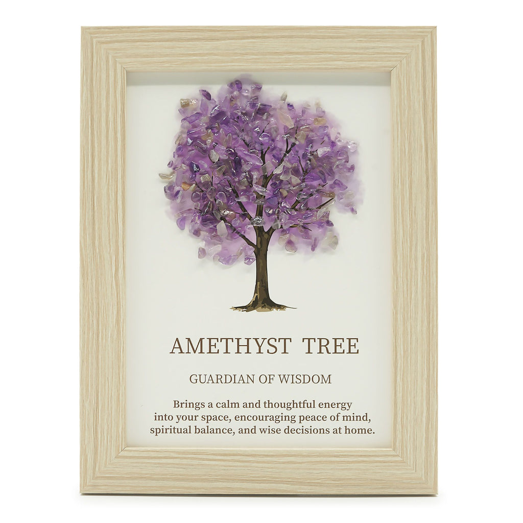 Amethyst Gemstone Crystal Decorative Picture Tree of Life Handmade