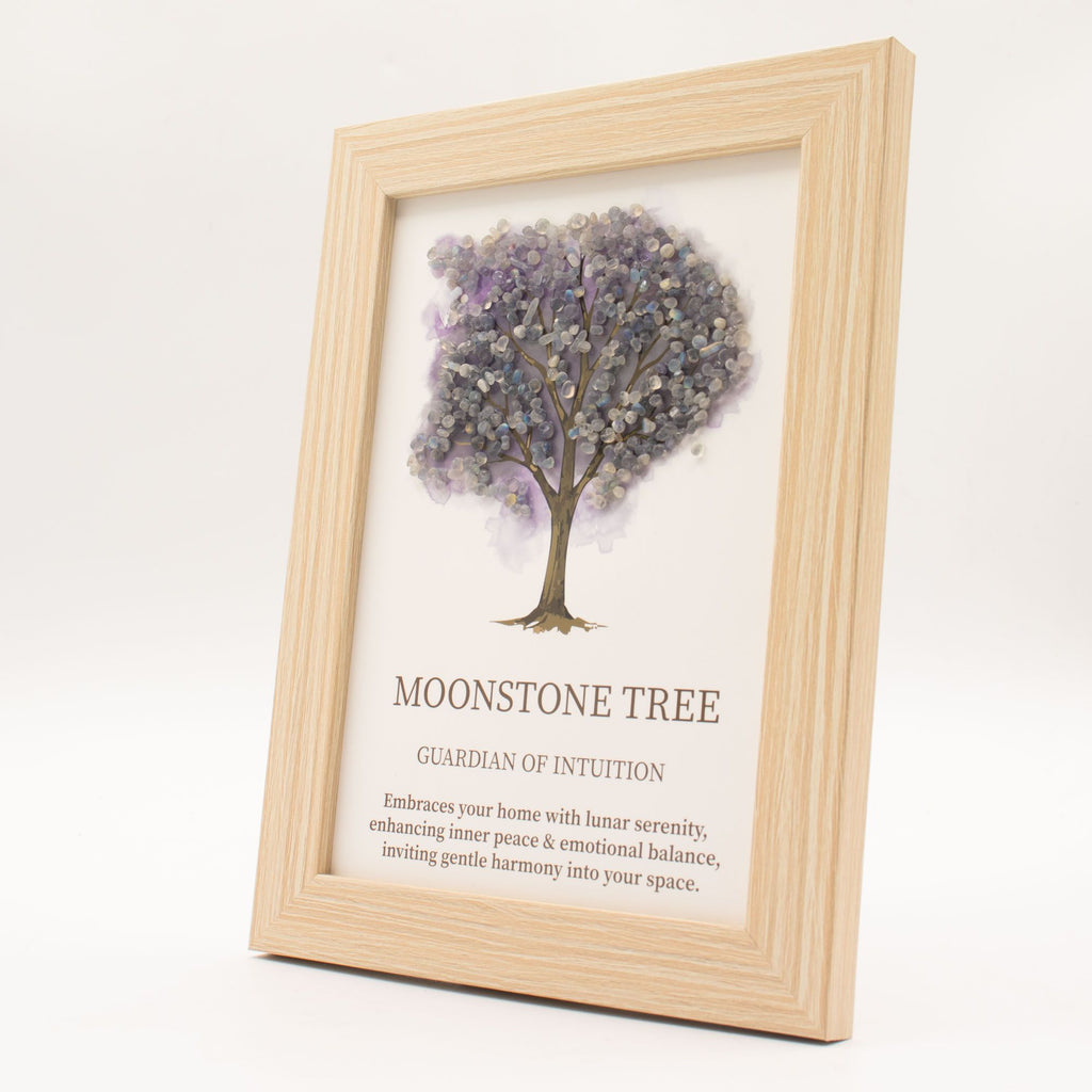 Moonstone Gemstone Crystal Decorative Picture Tree of Life Handmade