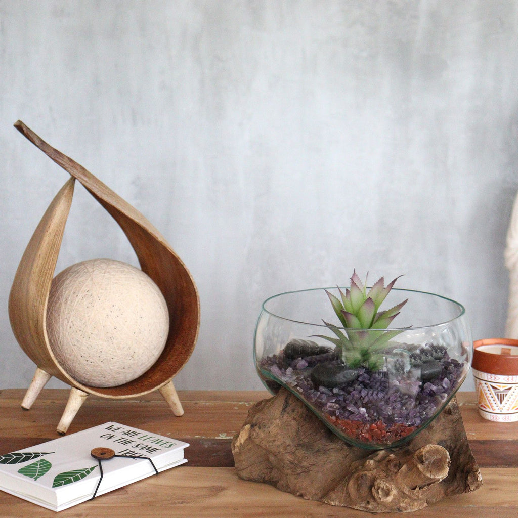 Molten Glass on Wood - Open Large Bowl Ornament