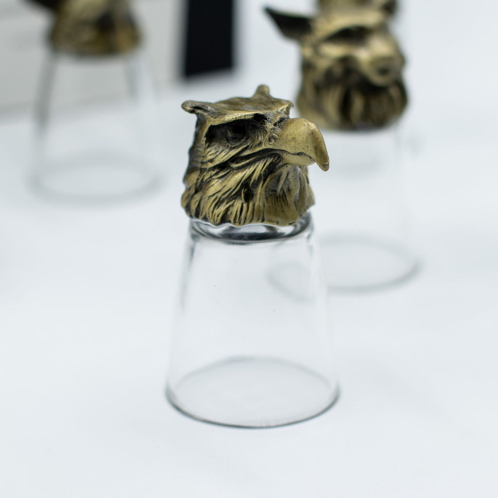 Gift Set of 12 Bottom Up Shot Glasses (25ml) - Forest & Mystical Creatures - Antique Bronze