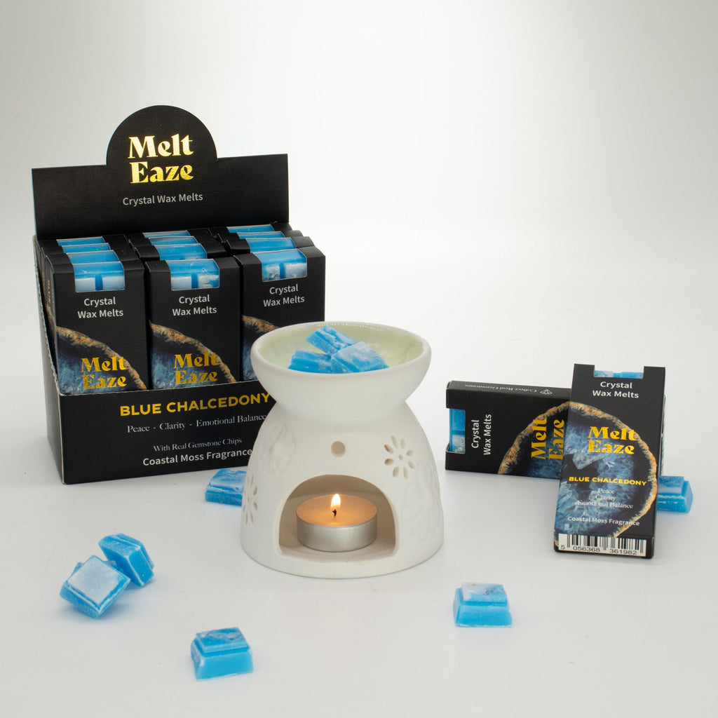 Aquamarine Wave Crystal Wax Melts Bar With Real Blue Chalcedony Gemstone Chips
