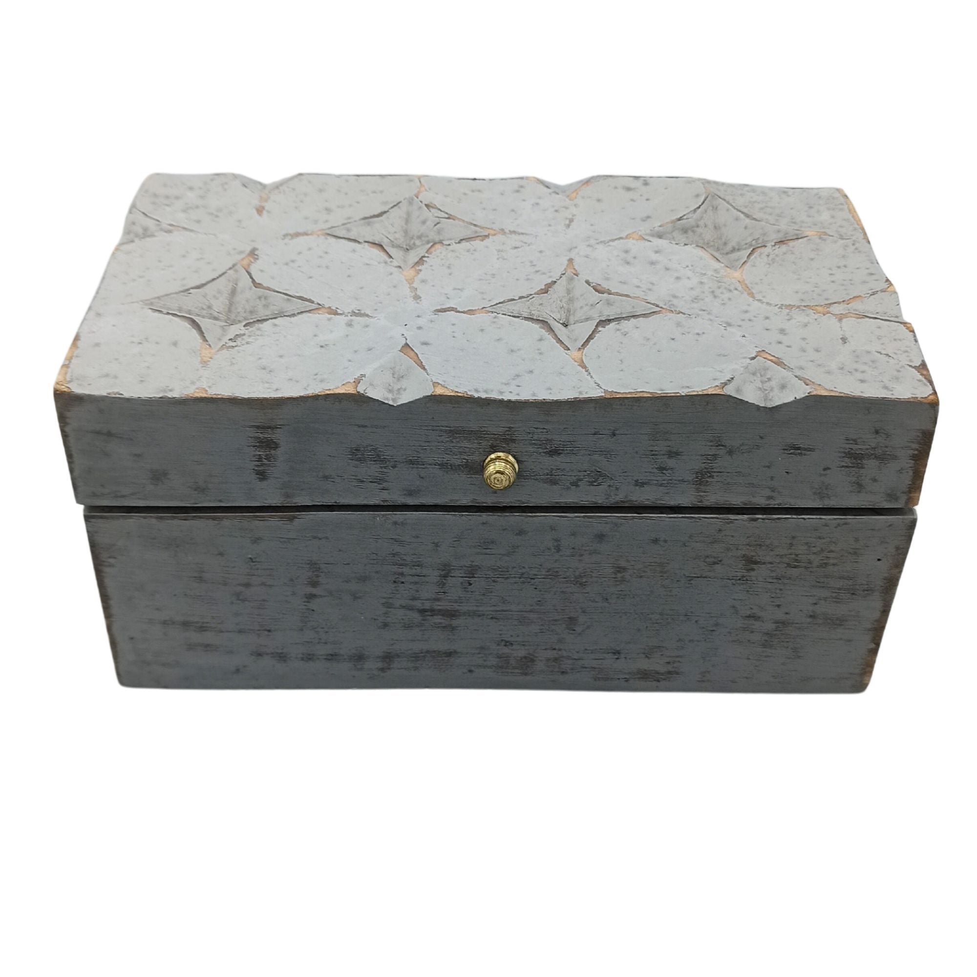 Decorative Wooden Box Vintage Décor Style Grey