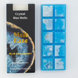 Aquamarine Wave Crystal Wax Melts Bar With Real Blue Chalcedony Gemstone Chips