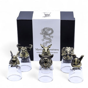 Gift Set of 6 Shot Glasses (50ml) - Mystical Creatures - Antique Bronze