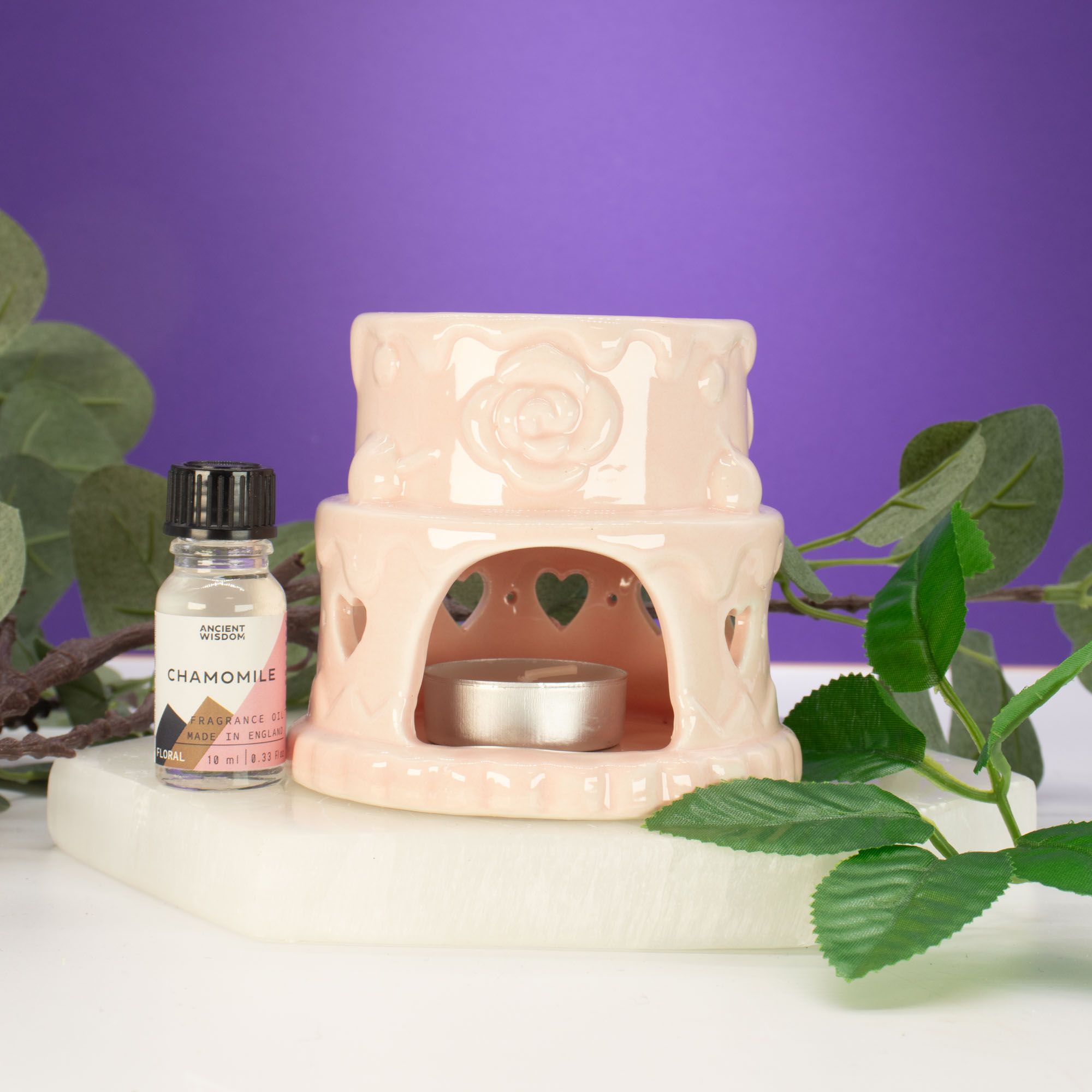 Ceramic Pink Oil Burner Hearts Design