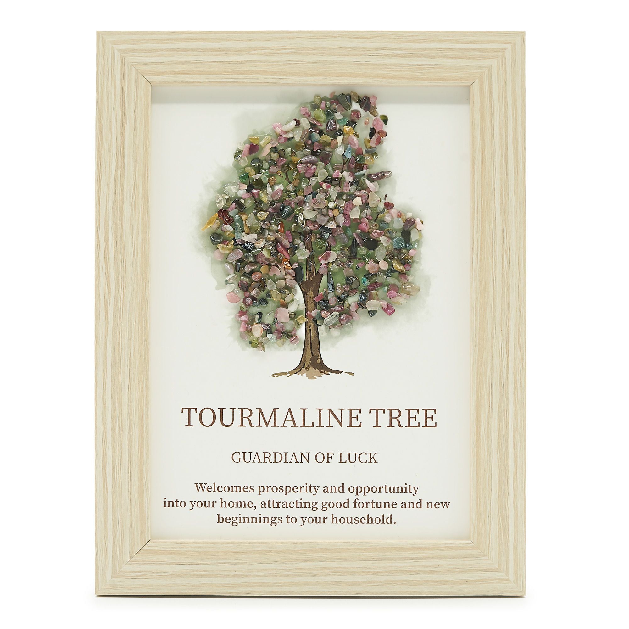 Decorative Tree of Life Wall Art with Genuine Pyrite Gemstone Chips Metallic Shine Crystals