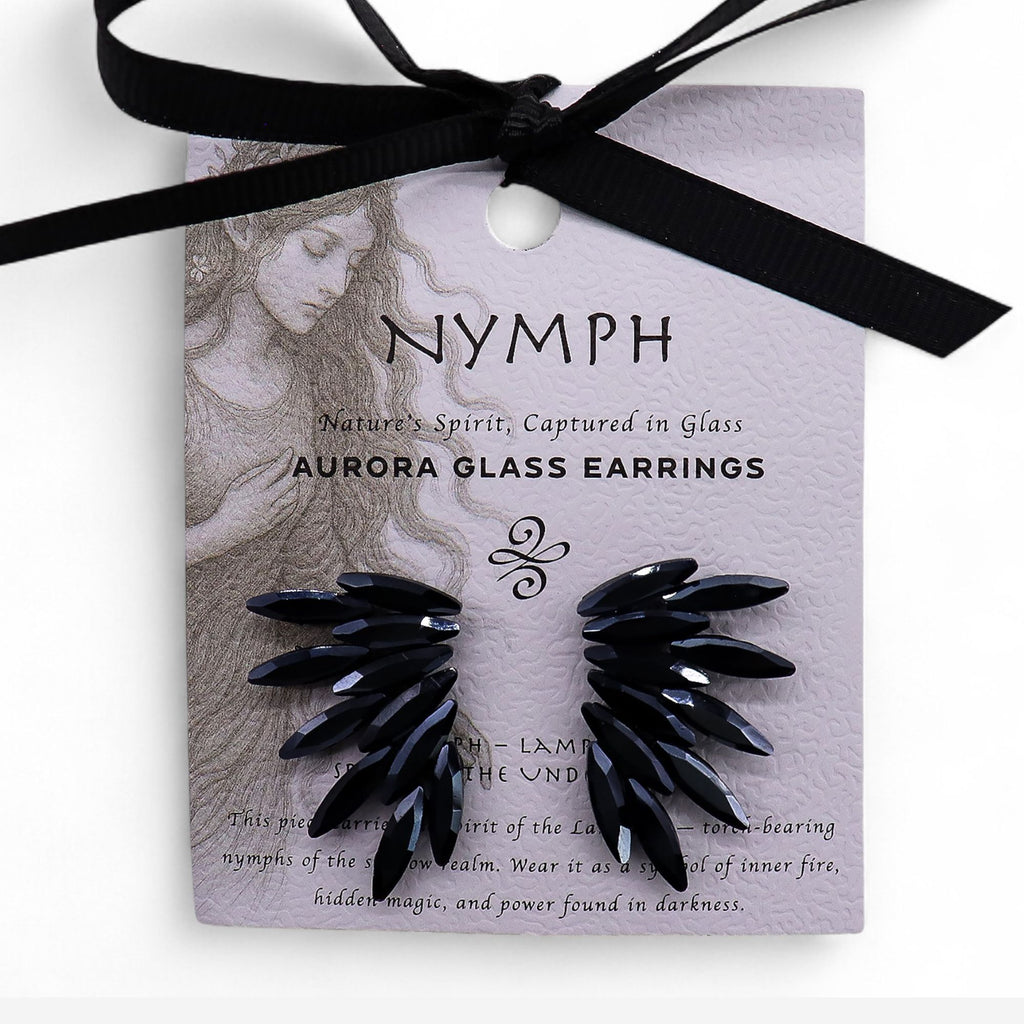 Jet Black - Vintage Glass - Faries - Earrings