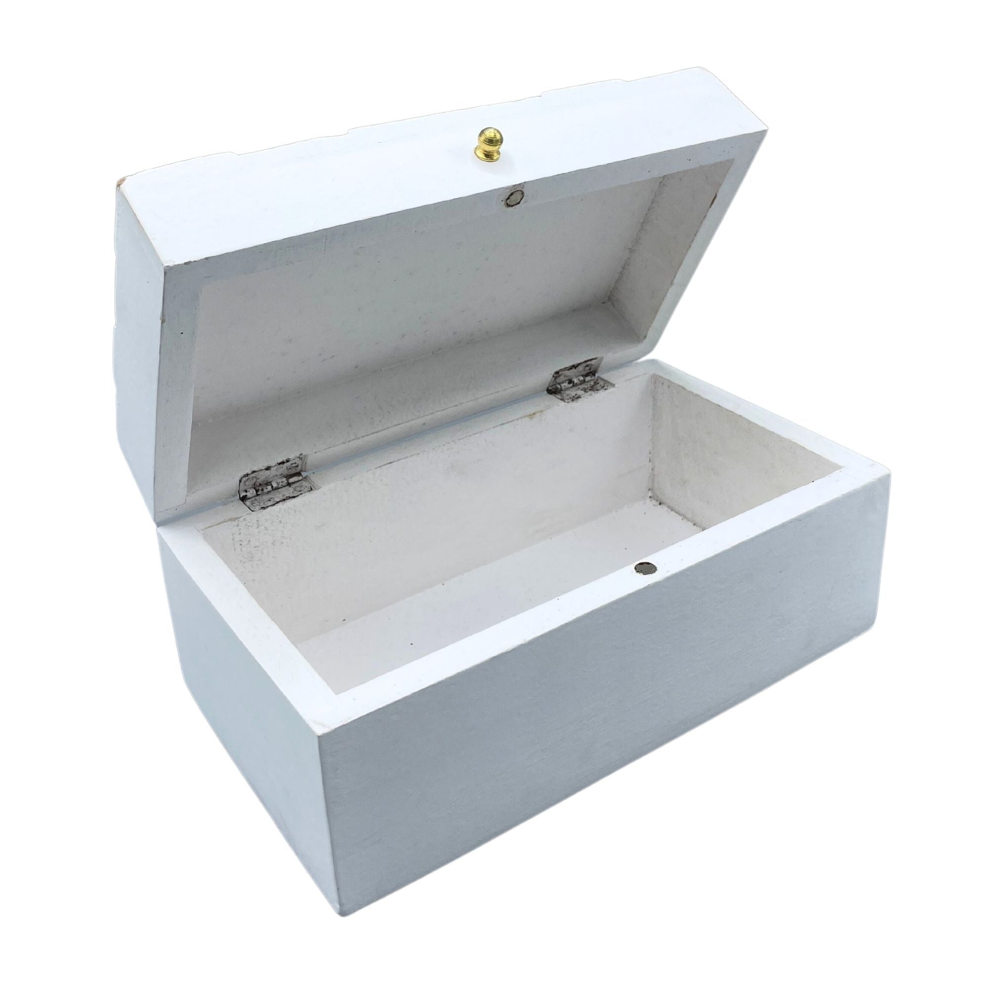 Decorative Wooden Box Vintage Décor White Diamonds Style