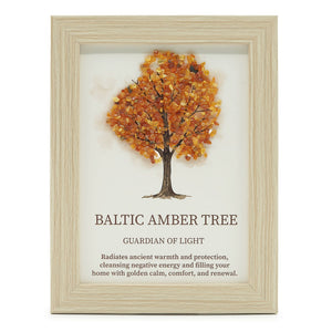 Decorative Tree of Life Wall Art with Genuine Baltic Amber Chips - Warm, Textured Natural Home Accent