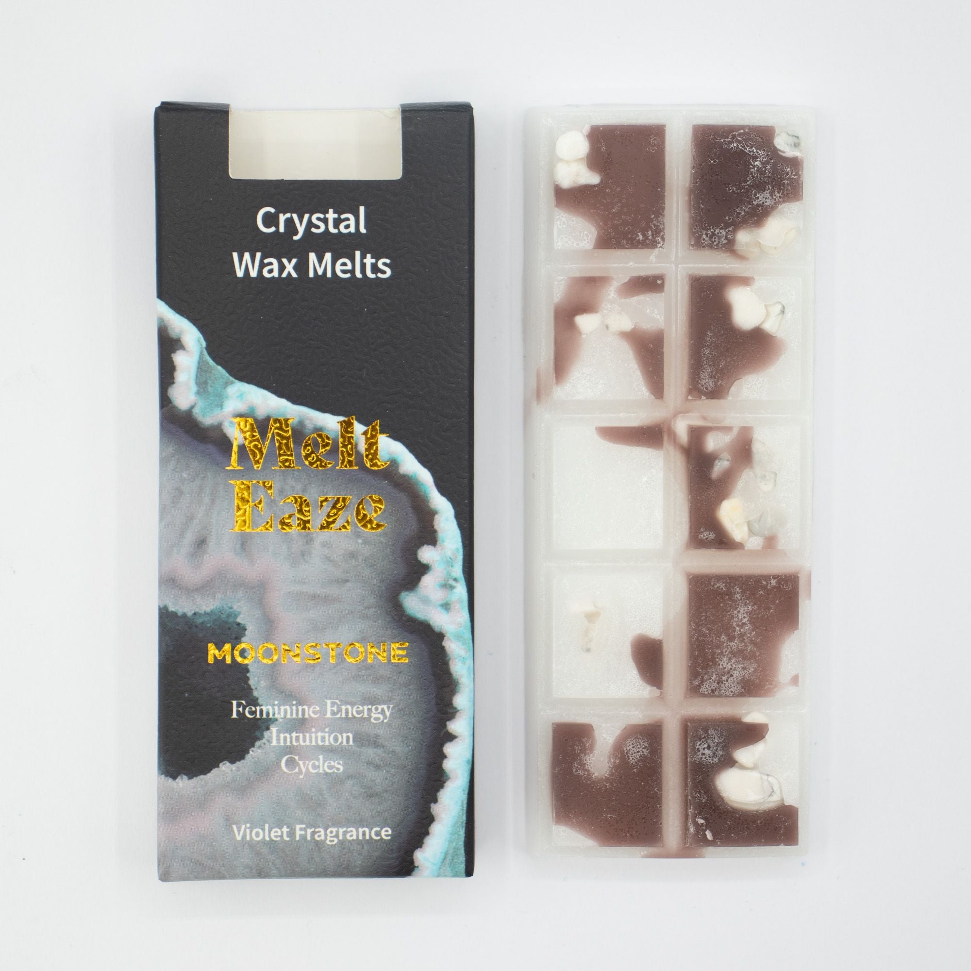 Violet Crystal Wax Melts Bar With Moonstone Glow Gemstone Chips