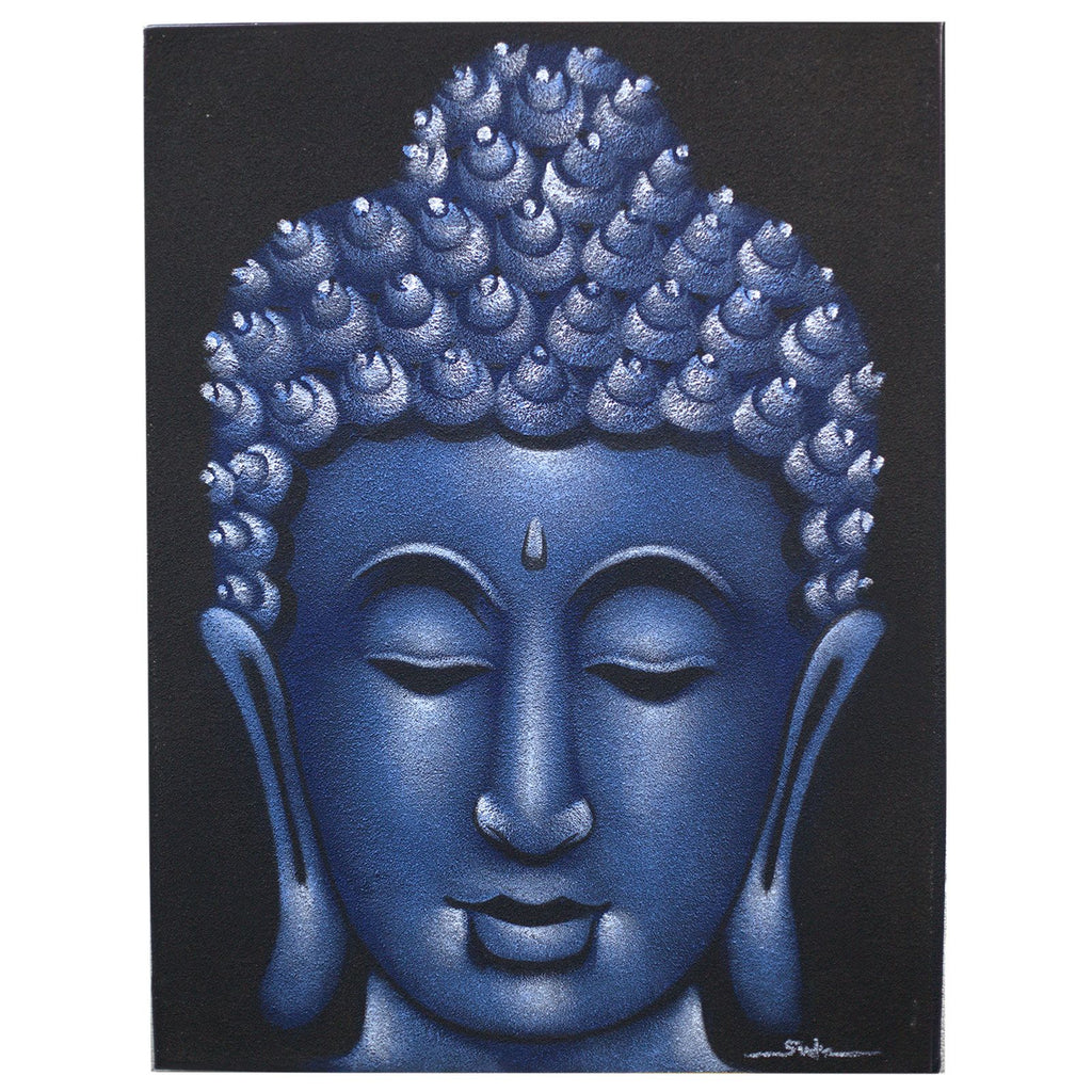 Buddha Painting Blue Sand Finish