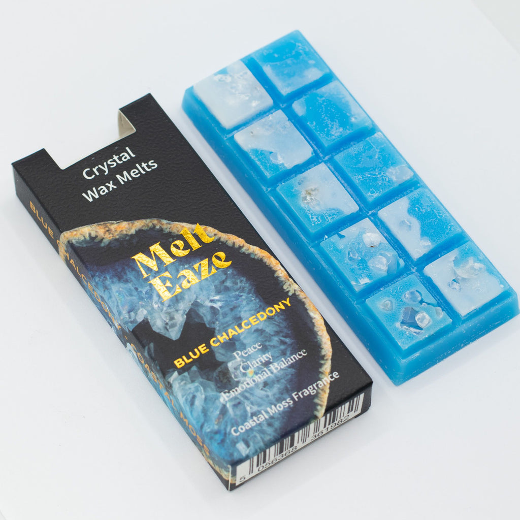 Aquamarine Wave Crystal Wax Melts Bar With Real Blue Chalcedony Gemstone Chips