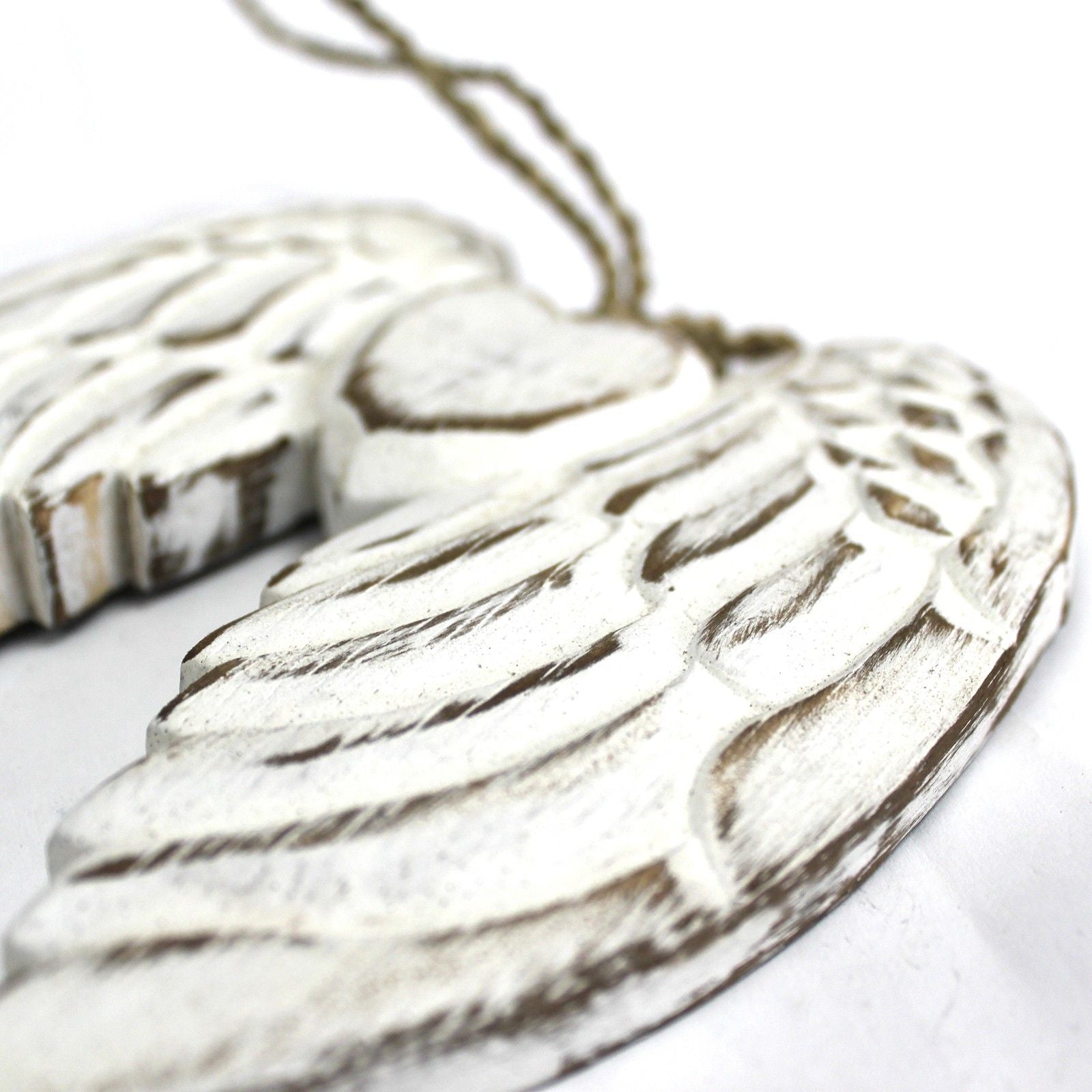 Hand-Carved Vintage Distressed Angel Wings in White-Washed Wood, Unique Wall or Shelf Decoration, Customizable Blackboard Back