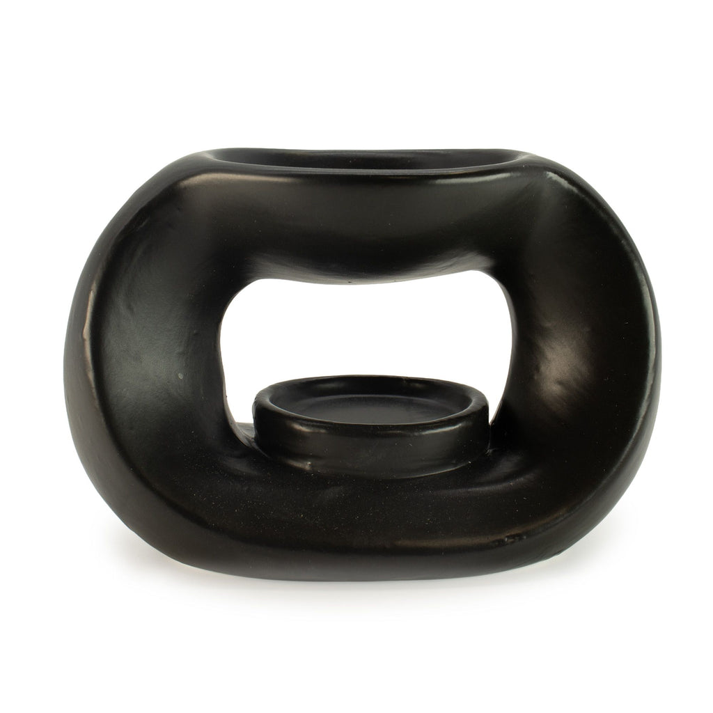 Ceramic Zen Oil Burner Oval Pebble Matt Black