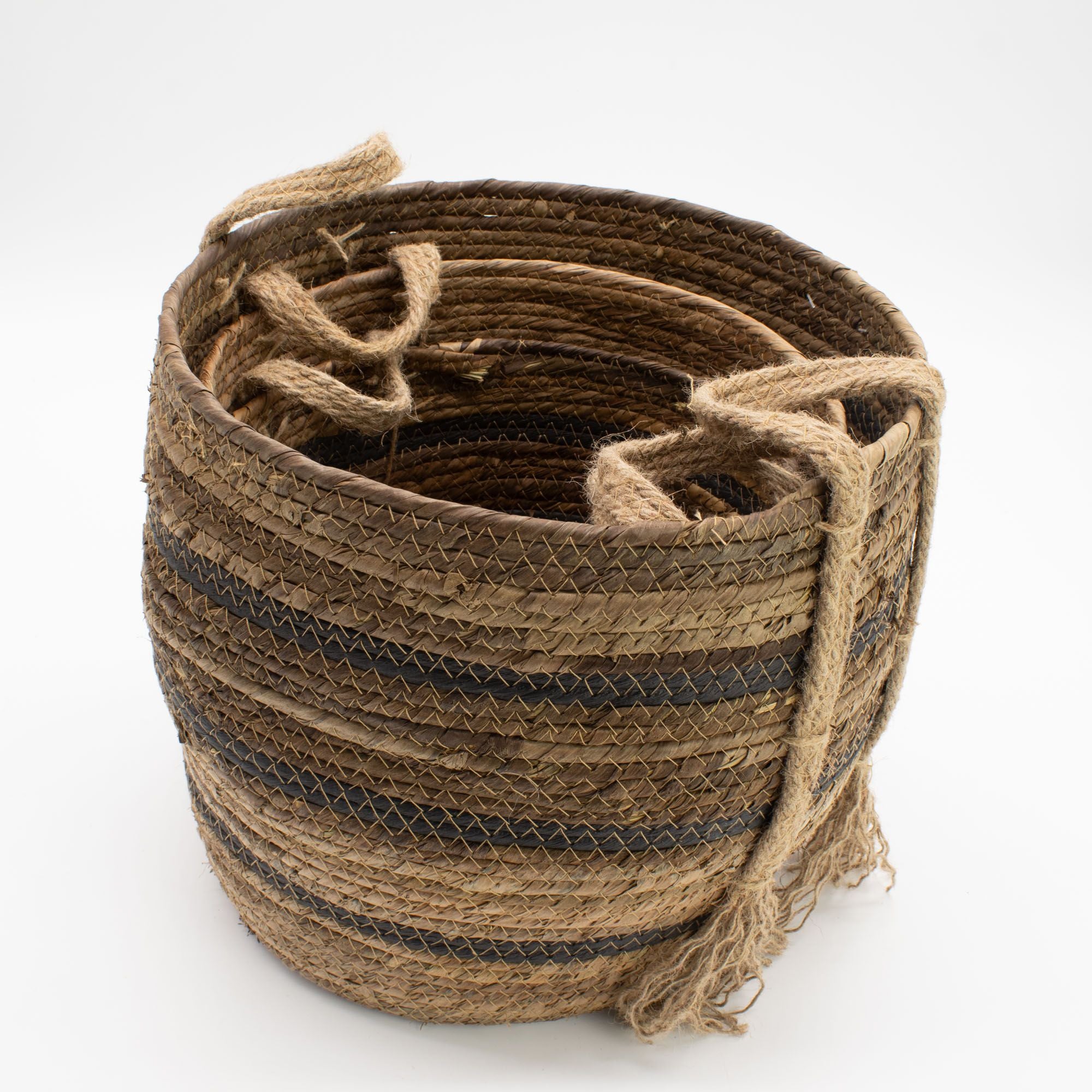 Set of 3 Bananna Leaf & Seagrass Large Baskets Natural Browns