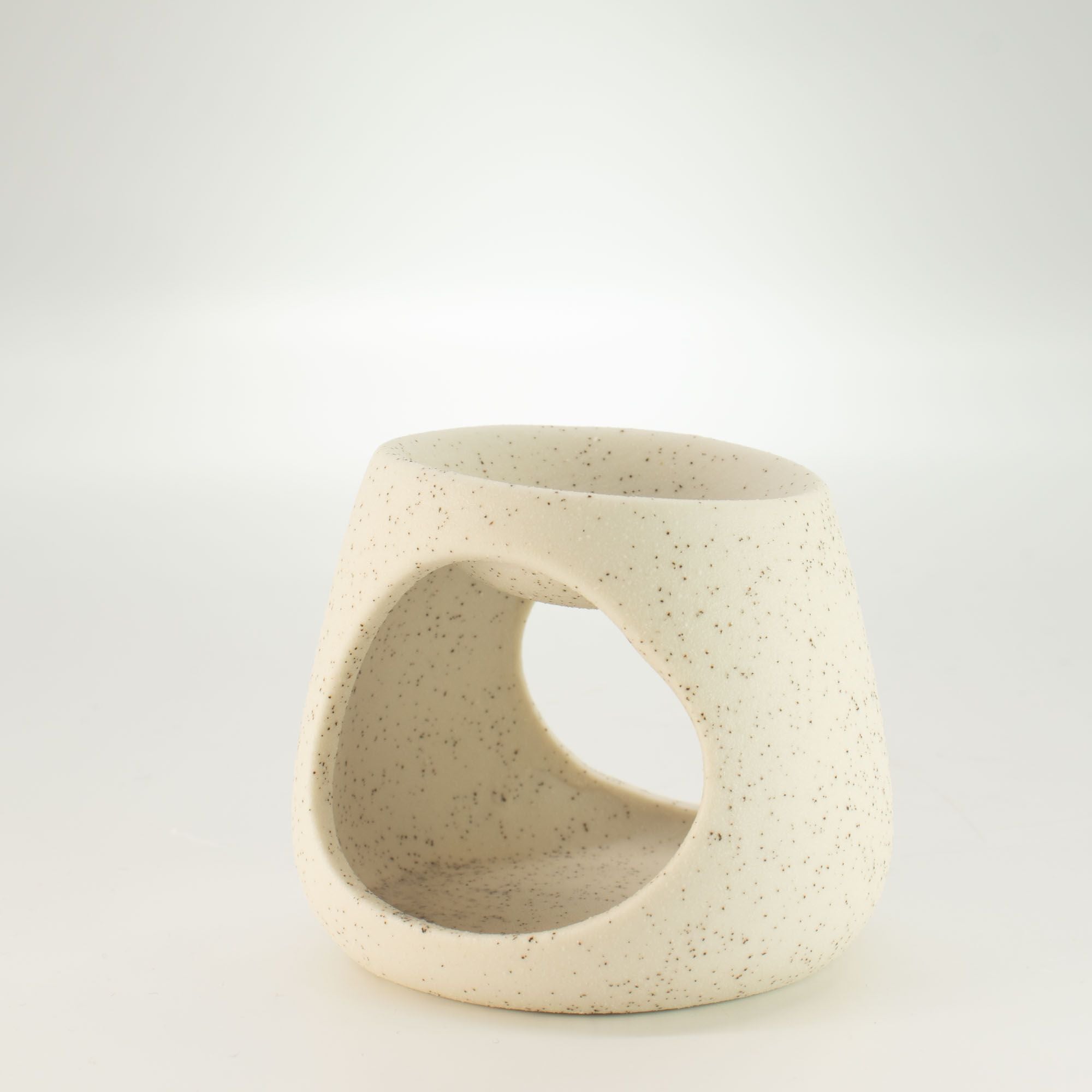 Ceramic Zen Oil Burner Round Pebble Speckled Off-White