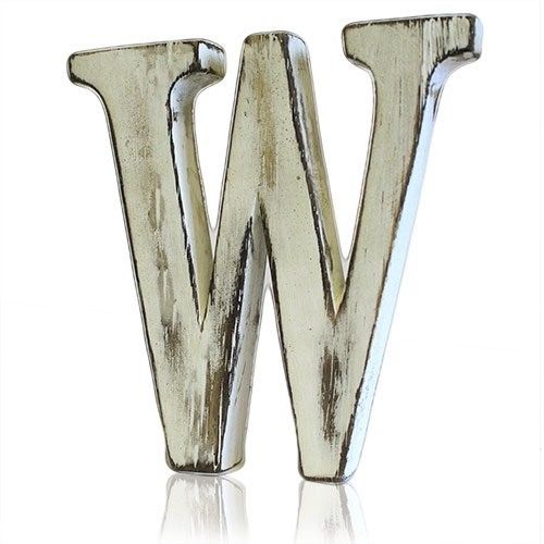 Shabby Chic Distressed Letter Hand Carved - W