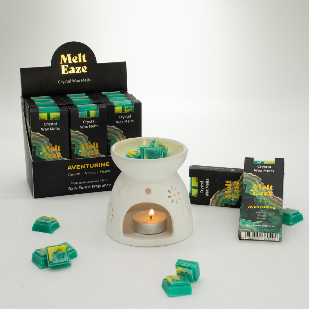 Emerald Forest Crystal Wax Melts Bar With Real Aventurine Gemstone Chips