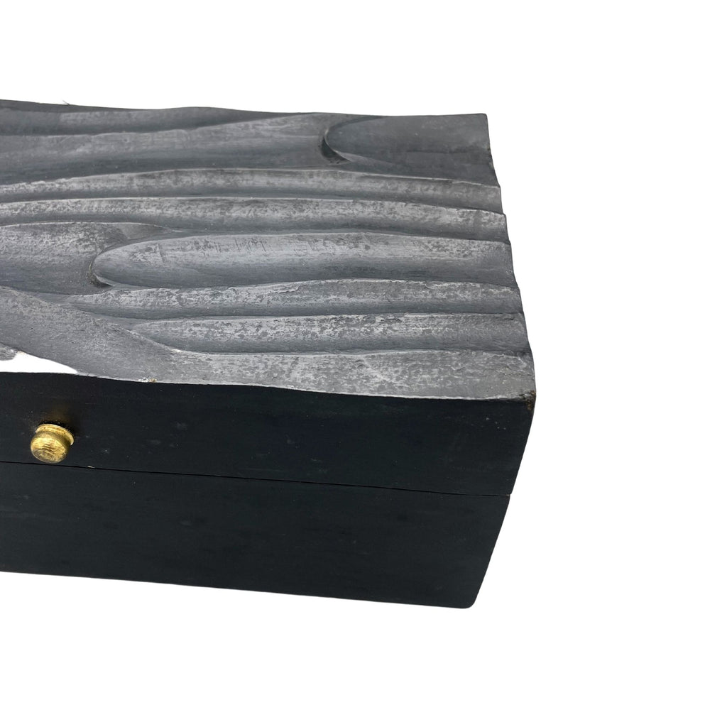 Decorative Wooden Box Vintage Décor Black Swirls Design