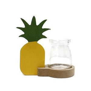 Hydroponic glass tube planter with iron and wood frame, minimalist floral vase for modern home and office decor