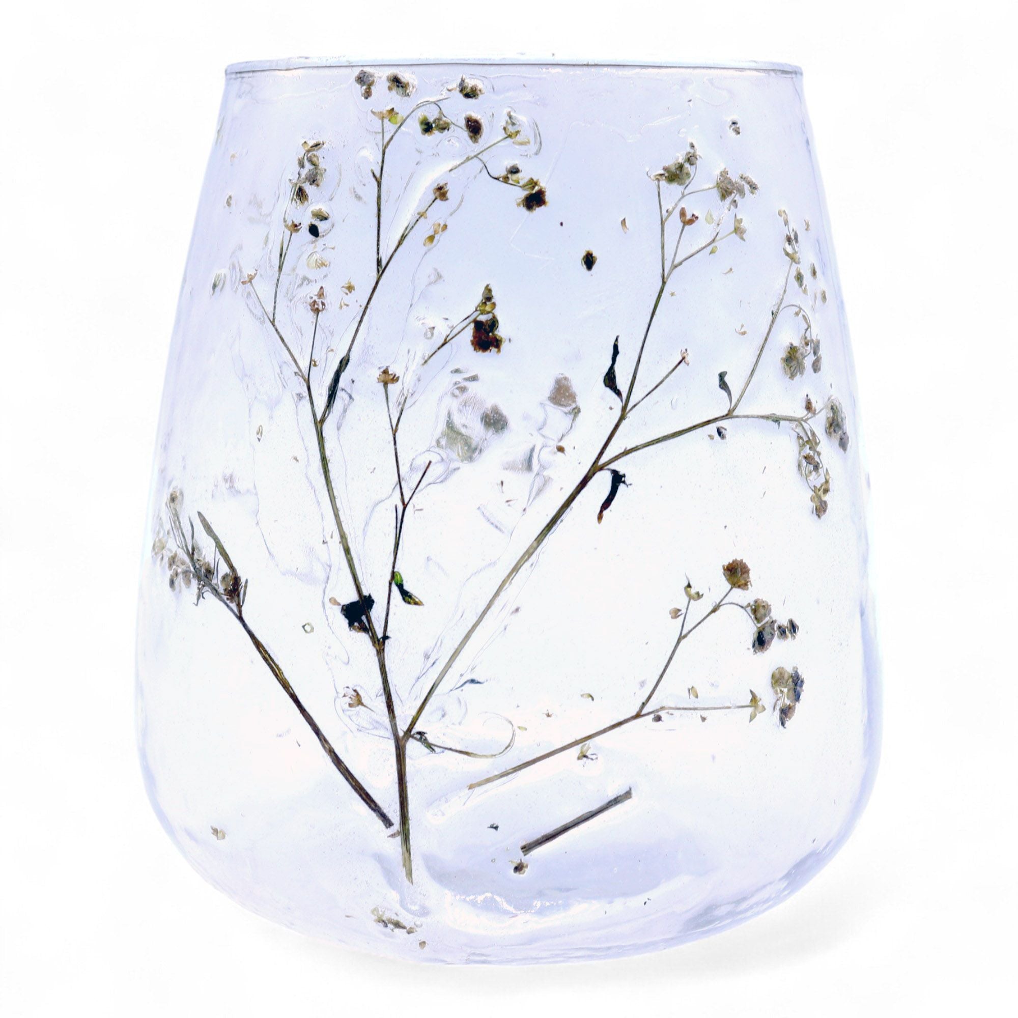 Natural Floral Glass - Vase Candle Holder - Margarita  - (12x11cm)