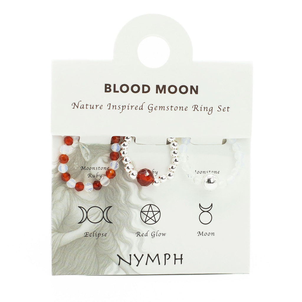 Spirit Gemstone Ring Set Blood Moon