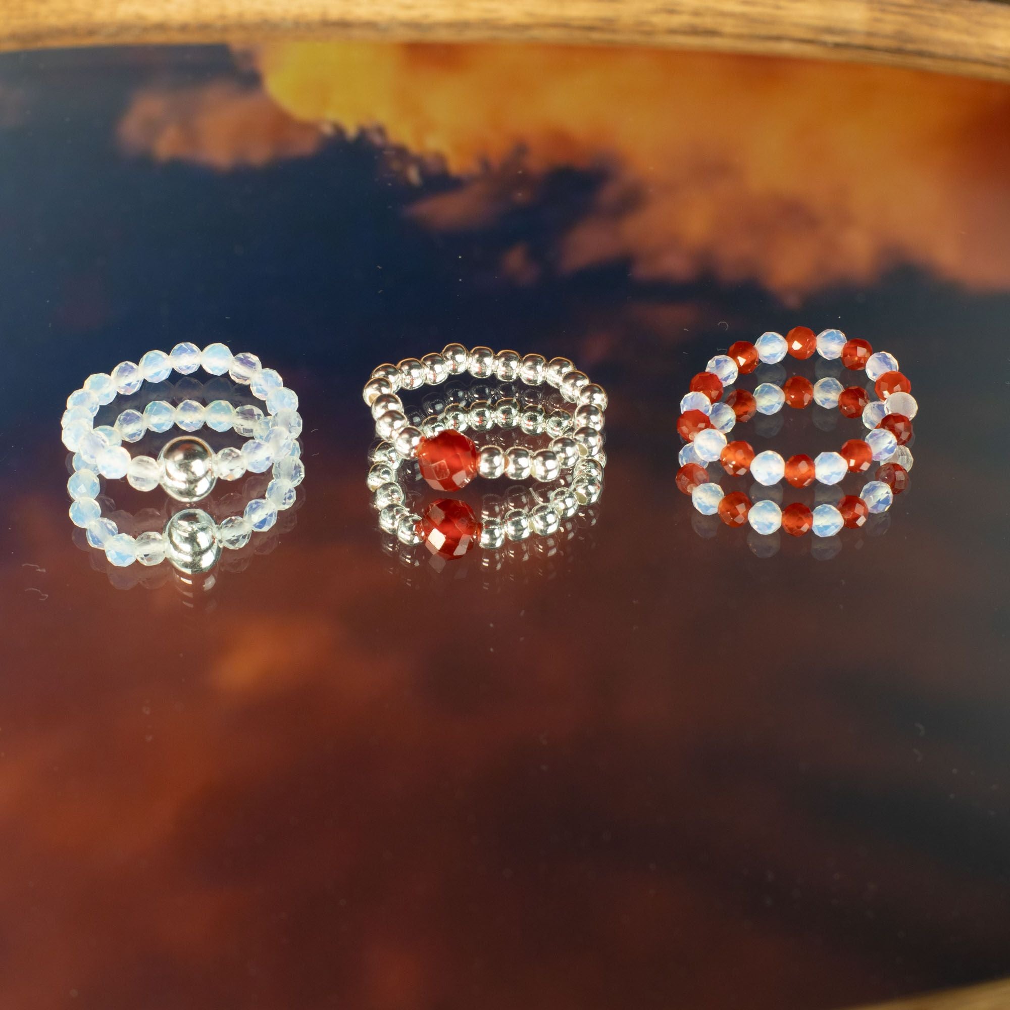 Spirit Gemstone Ring Set Blood Moon