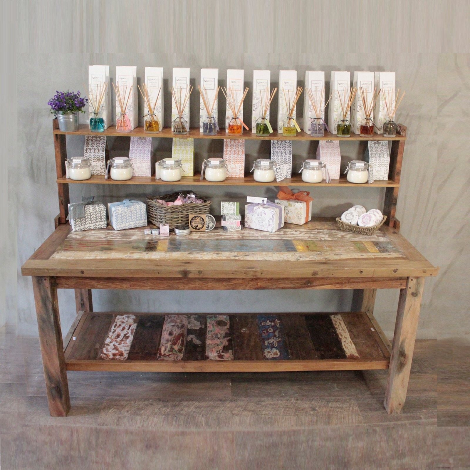 Recycled Home Furniture A&C 2.2m Standard Table with top shelf