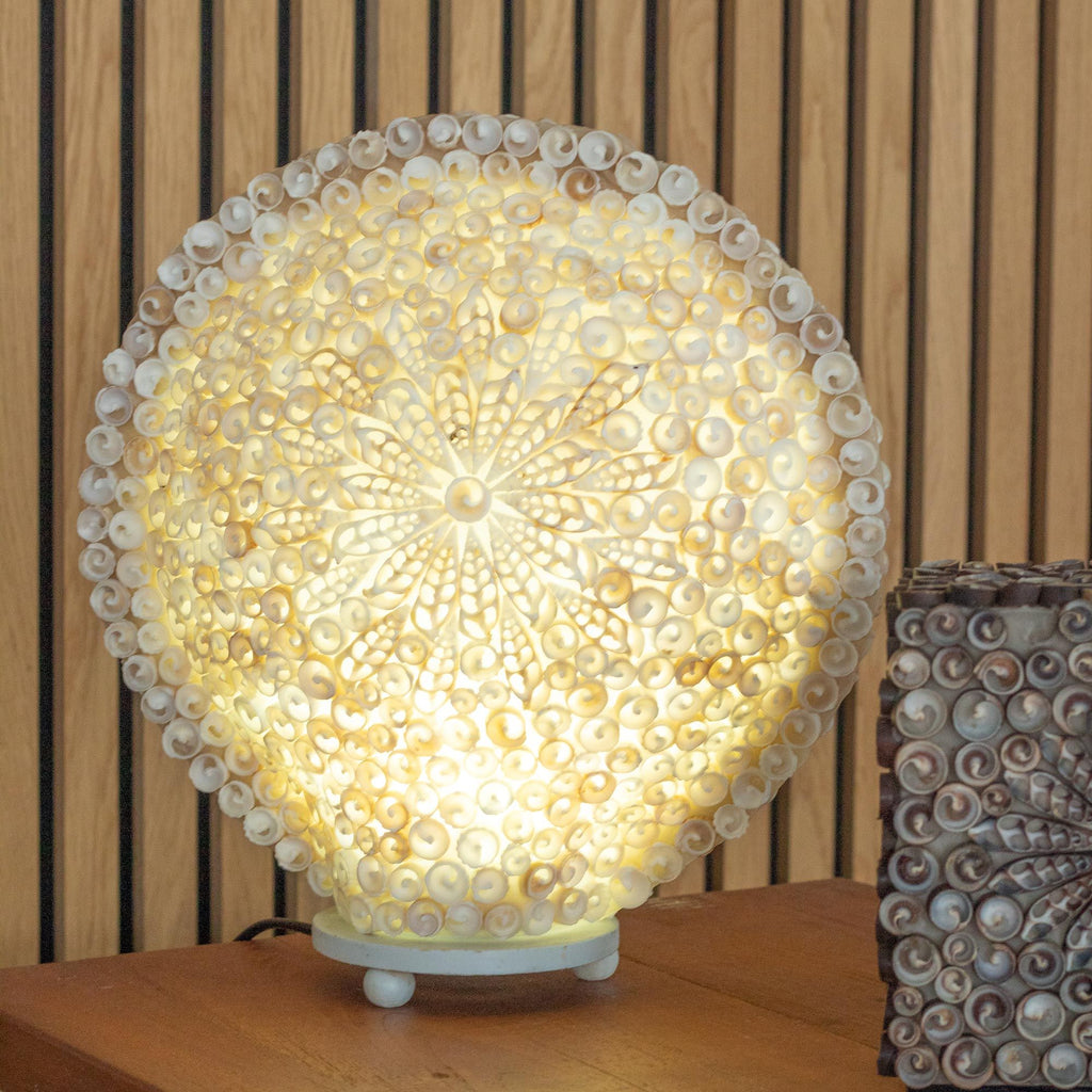 Boho Sea Shell Lamp - Cut Art Shell Large Round - 30cm