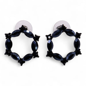 Jet Black - Vintage Glass - Loop - Earrings