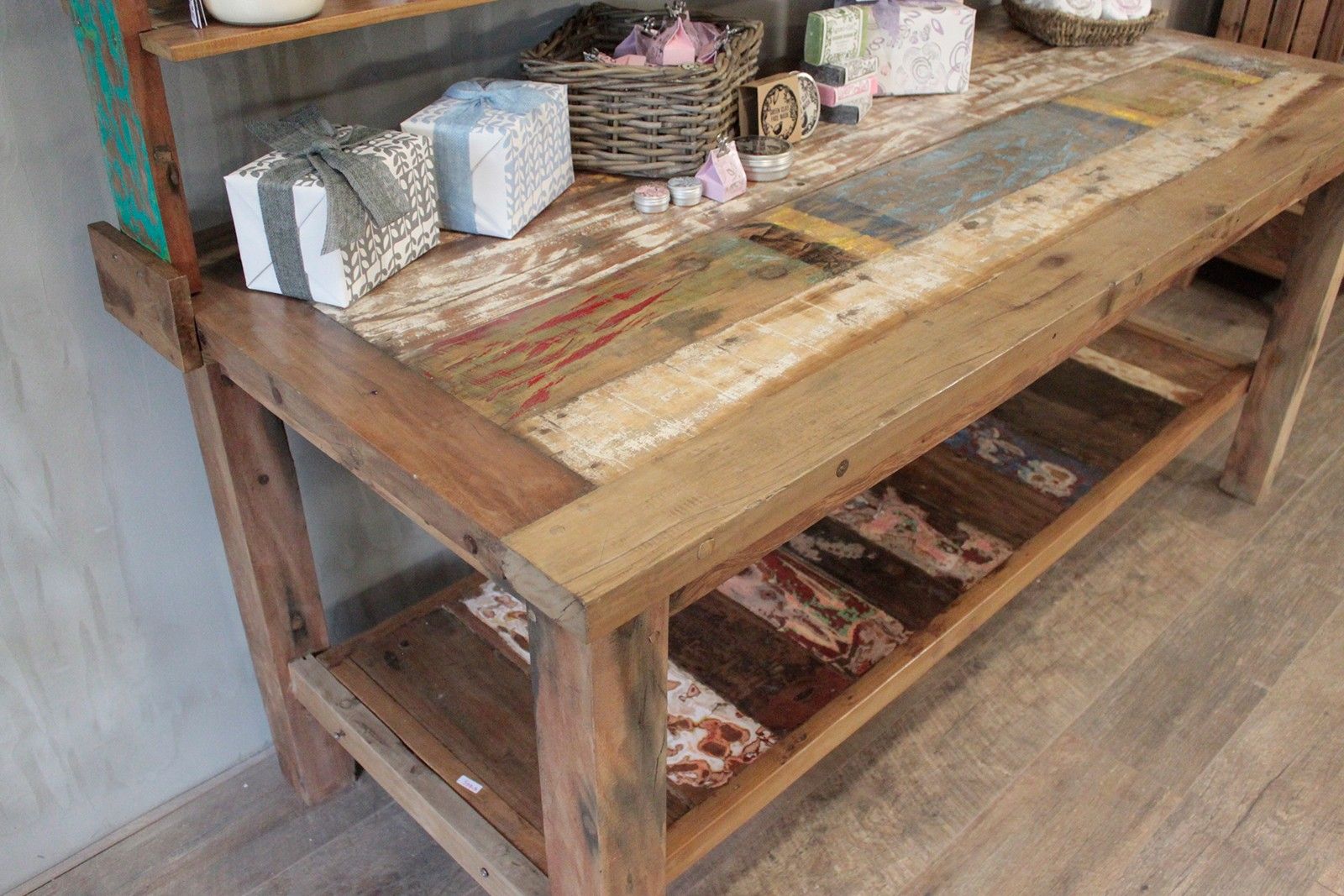 Recycled Home Furniture A&C 2.2m Standard Table with top shelf