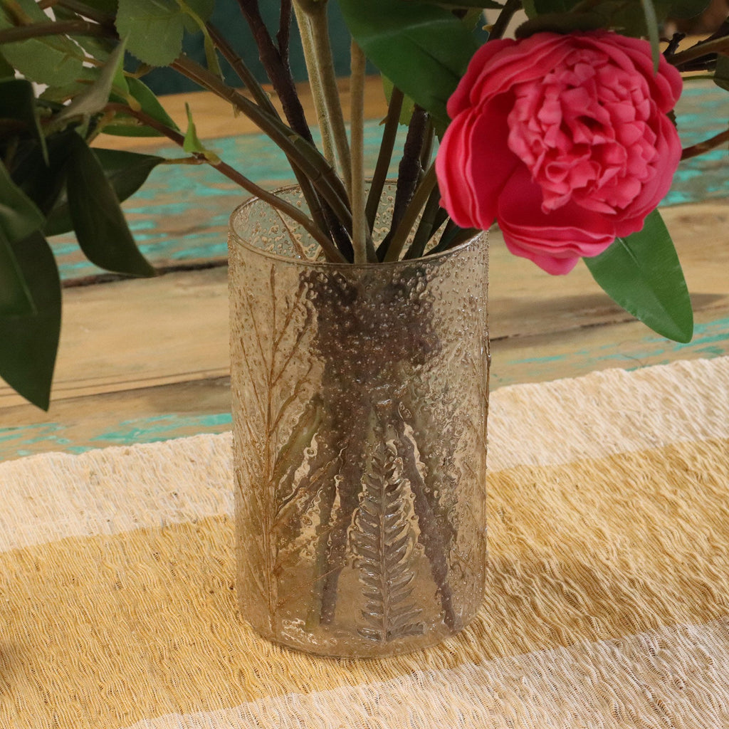 Natural Floral Glass - Tall Vase Candle Holder - Pino - (19x11cm)