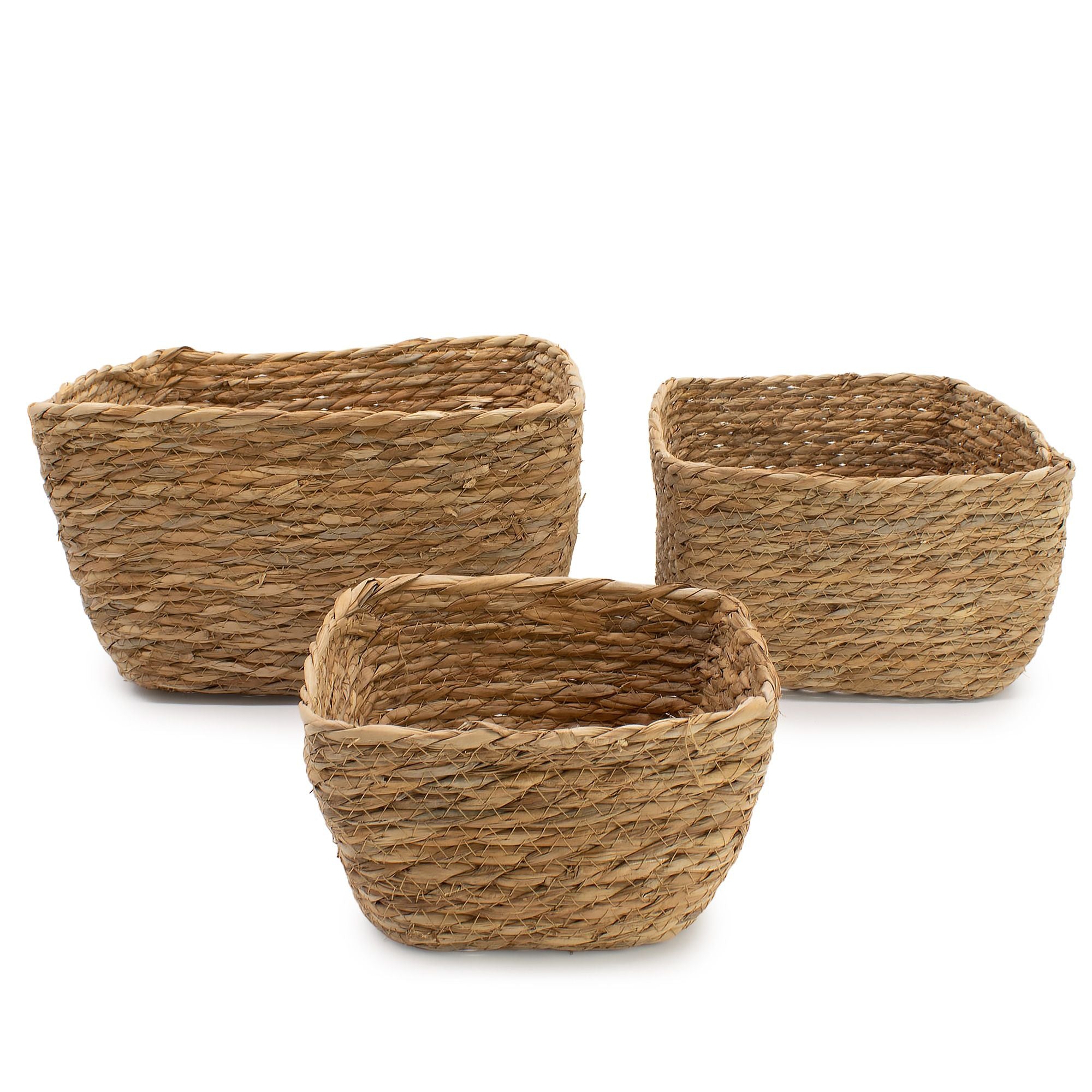 Set of 3 Natural Seagrass Square Baskets