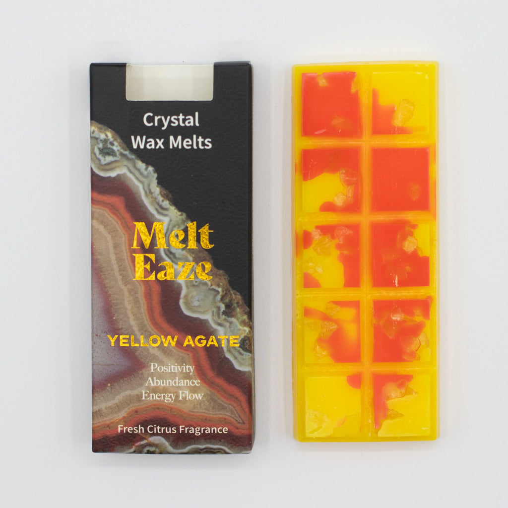 Fresh Citrus Crystal Wax Melts Bar With Real Yellow Agate Gemstone Chips