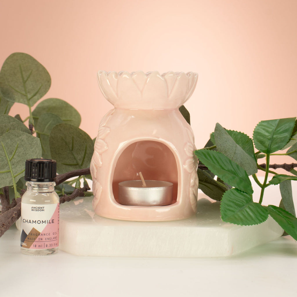Ceramic Oil Burner Pastel Pink Sunflower