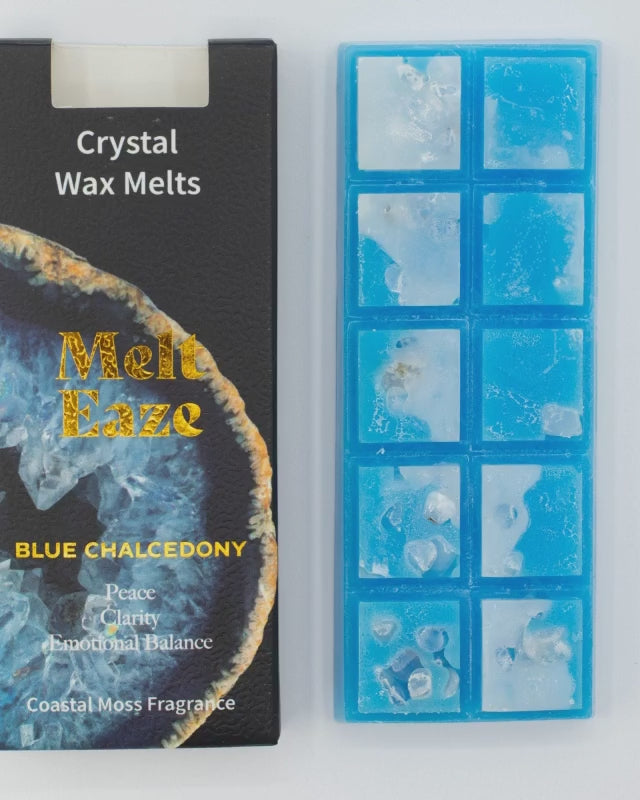 Aquamarine Wave Crystal Wax Melts Bar With Real Blue Chalcedony Gemstone Chips